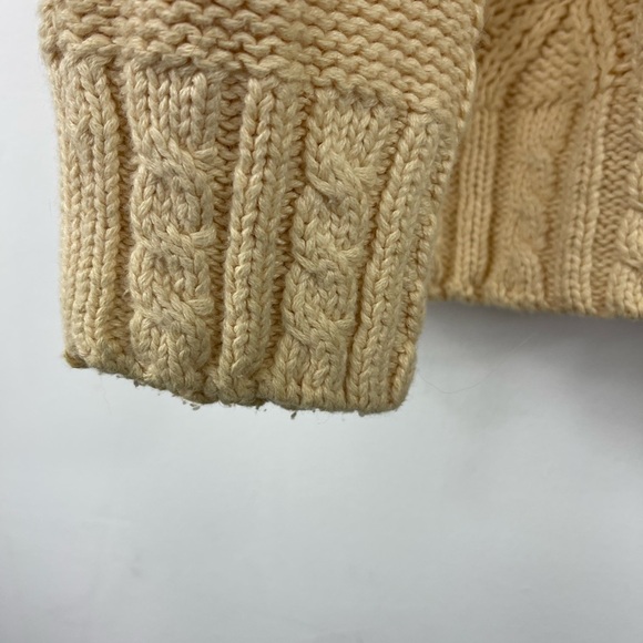 Vintage Cristina Size Large Cream Cable Knit Cardigan Sweater V Neck Gold button - Picture 7 of 7